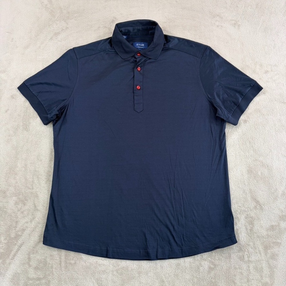 ETON Contemporary Polo Shirt in Navy Men Large Short Sleeve Designer NWOT‎ $250